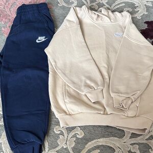 Nike Kids Beige Hoodie and Navy Sweatpants